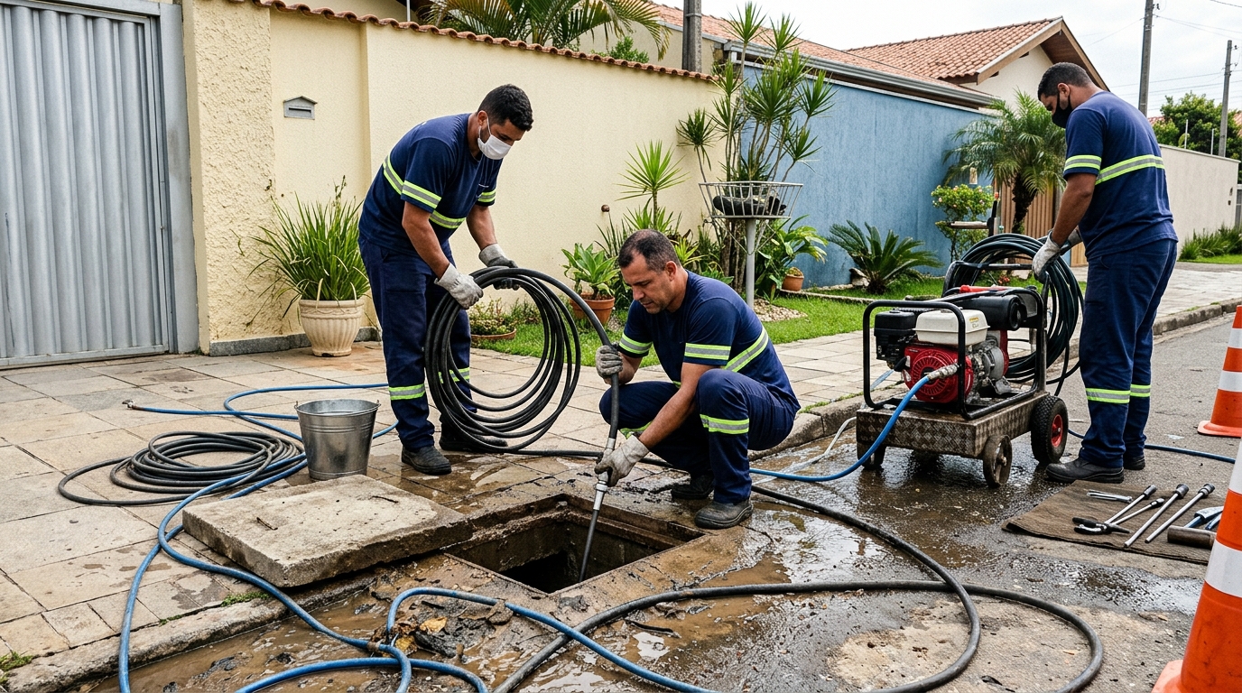 Desentupimento de esgoto residencial em Ribeirão Preto-SP