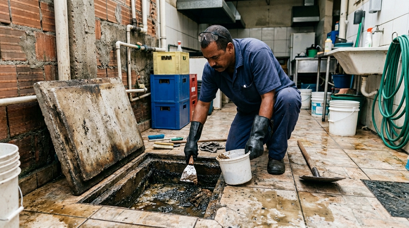 Limpeza de caixa de gordura residencial em Ribeirão Preto-SP