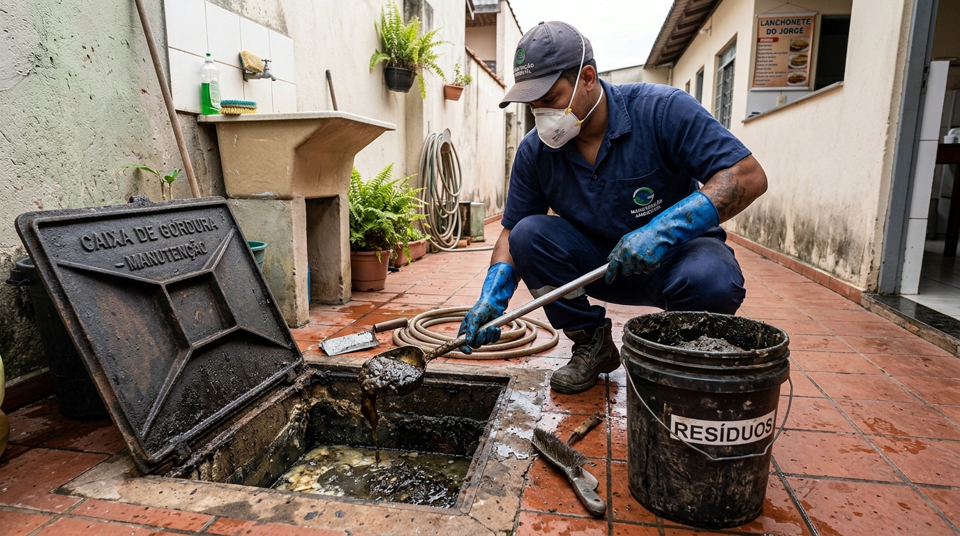 Remoção de lodo de caixa de gordura em Ribeirão Preto-SP